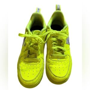 Nike Air Force 1 Low LV8 “Volt” Utility sneakers in the neon yellow color.